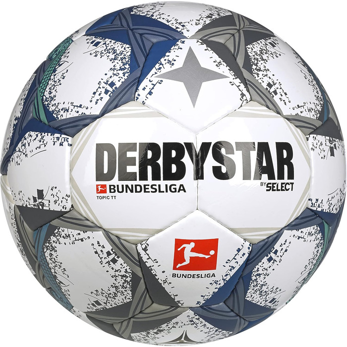 Футбольні м'ячі Derbystar Bundesliga Topic TT v22 і Brillant Replica Ligth розмір 5 сіро-синій і різнокольоровий