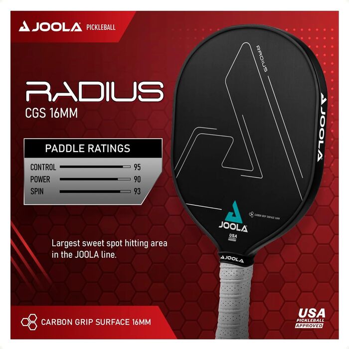 Весло для піклболу JOOLA Radius Pro з карбоновою ручкою для контролю