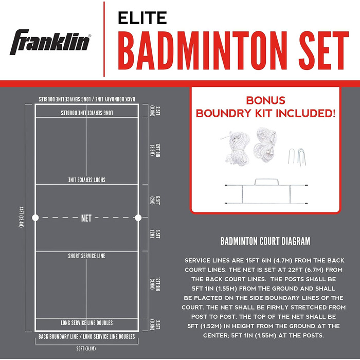 Комбіновані набори для бадмінтону Franklin Sports Volleyball Badminton Backyard Пляжний волейбол на відкритому повітрі Набір сіток для бадмінтону - Портативний бадмінтон волейбольна сітка з брусами - Волейбол, Ракетки Пташки (Elite)