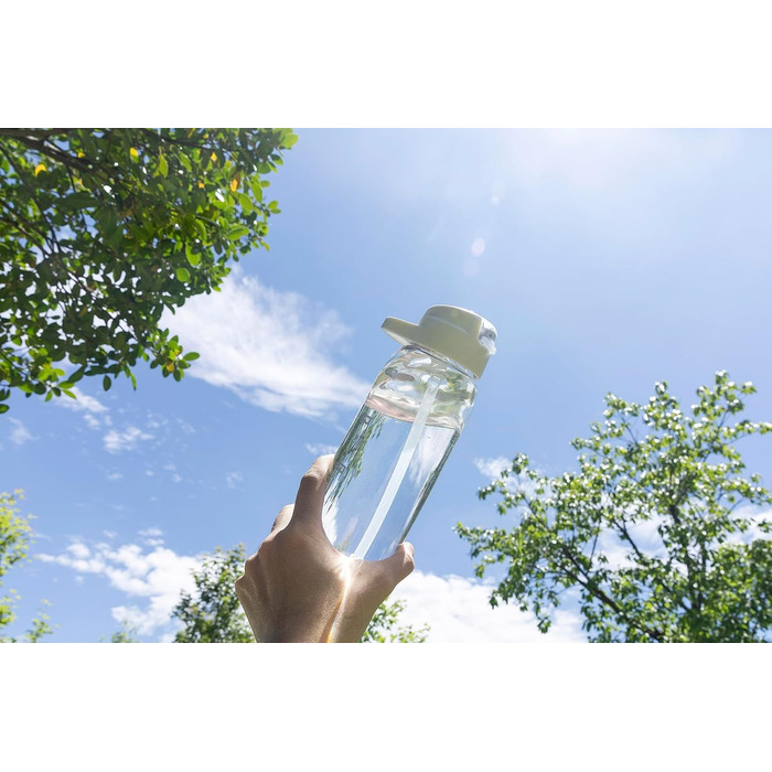 Прозора пляшка для води з трубочкою, BPA-free Tritan, 850 мл, з часовими мітками, для офісу, школи, спортзалу та тренувань