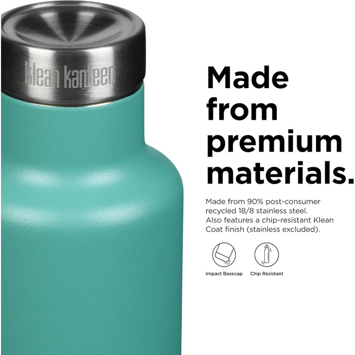 Чоловіча класична пляшка для води Klean Kanteen Vi (одного розміру, порцеляновий зелений)