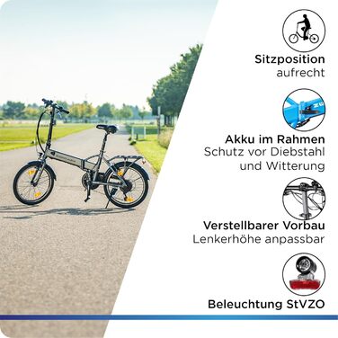 Велосипед 101 E-Bike 20, складаний, 6 передач, синій, 150-180 см