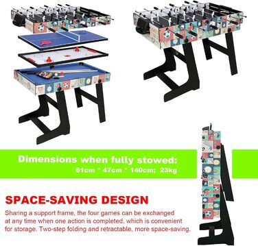 Складаний ігровий стіл 4-в-1 HLC: футбол, більярд, теніс, хокей