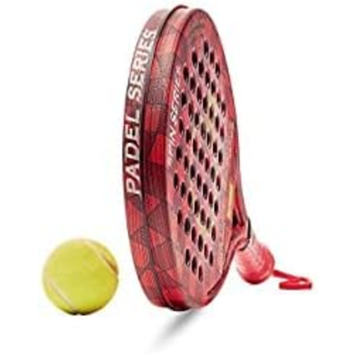 СЕРІЯ PADEL Серія SPIN ABS і полікарбонатна ракетка Padel Максимальна продуктивність завдяки інноваційним, нековзним прогумованим бічним сторонам Червона ракетка тверда, синя ракетка м'яка, ракетка екстра м'яка (червона)