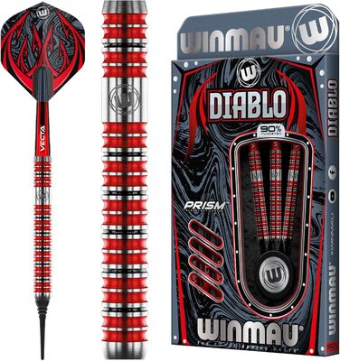 Вольфрамові дротики WINMAU Diablo Profi Softip 20г з польотами, стеблами