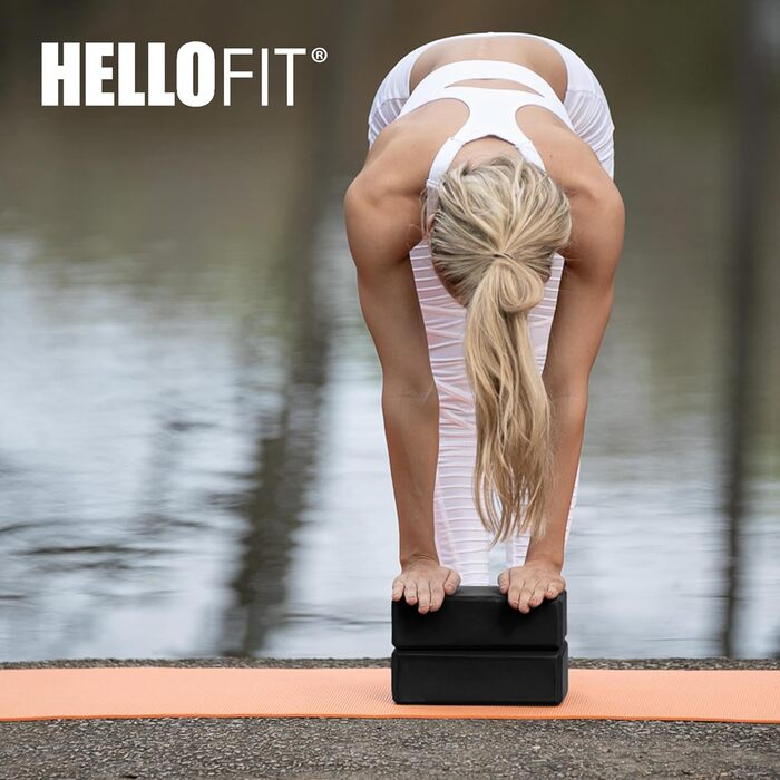 Блок для йоги Hello Fit, 7,6 см, 10 шт. , піна EVA, міцний і підтримуючий блок для йоги, піна Balance для розтяжки, пілатесу та тренувань, 7,6 x 15,2 x 22,9 см Чорний