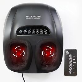 ECOPE® електричний шиацу масажер для ніг з підігрівом, 3 рівні інтенсивності – вібрація, компресія та розминаючий масаж, масажер з пультом і таймером для лікування плантарного фасціїту та покращення кровообігу