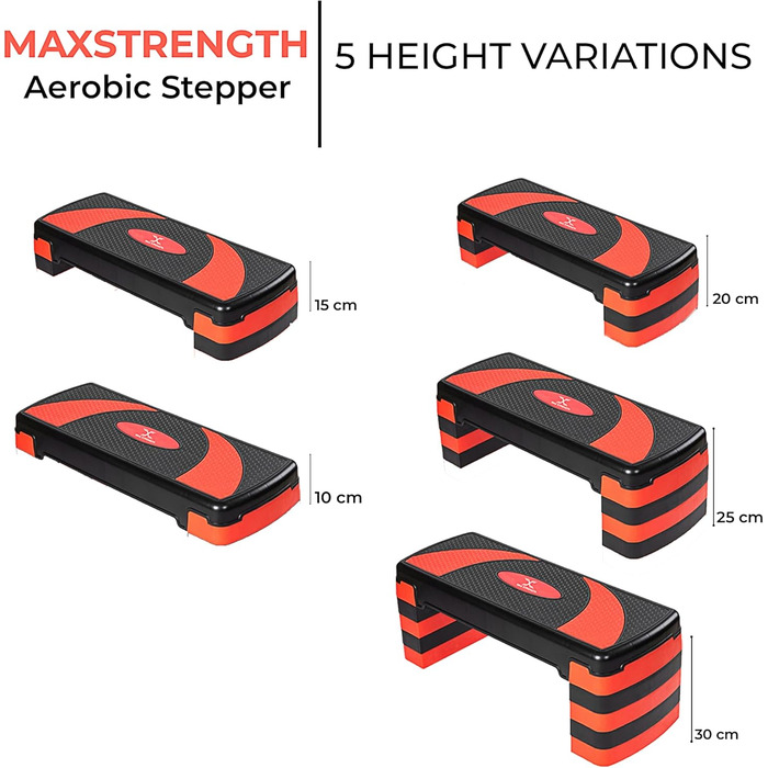 Степпер MAXSTRENGTH, регульований, не ковзає, червоний/чорний