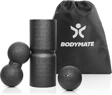 Набір фасій BODYMATE Care: рулон, м'яч, дуо-м'яч, e-книга, чорний