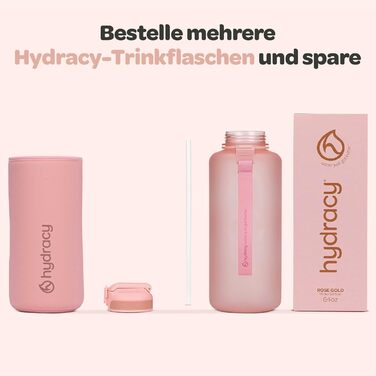 Пляшка для води Hydracy 2 л із трубочкою та часовою розміткою, спортивна, без BPA, герметична, не утворює конденсату, для спорту та активного відпочинку