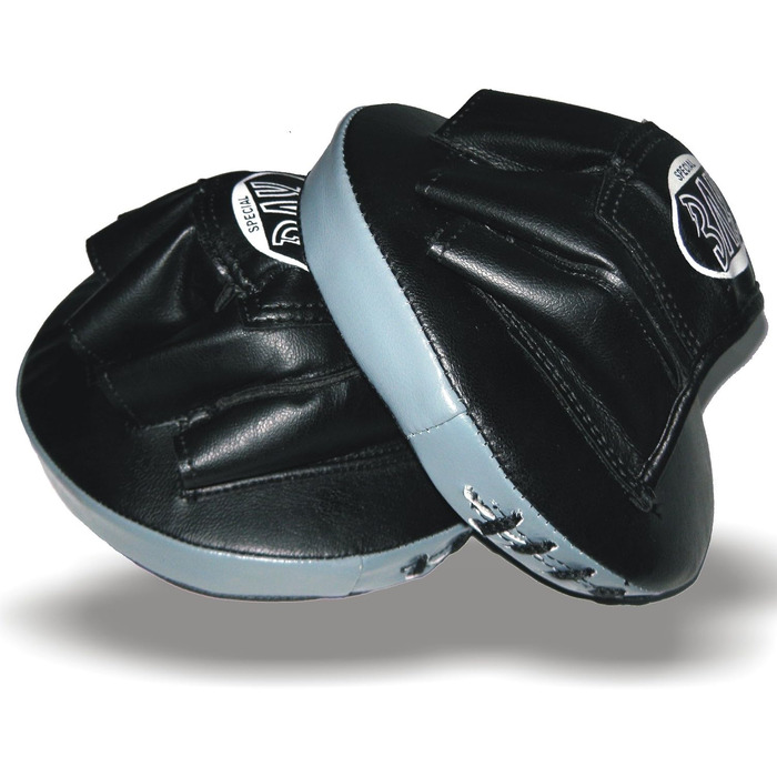 BAY® Лапа для боксу і MMA, вигнута, чорна/сіра, універсальна, для тренувань, дорослі та діти, шкіра, ударна подушка для боксу, кікбоксингу, карате, тайського боксу