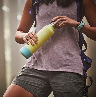 Термобутилка HYDRO FLASK 621 мл, вакуумна, нержавіюча сталь, спортивна пляшка з кришкою Flex Cap, стандартне горло, чорна, придатна для миття в посудомийній машині