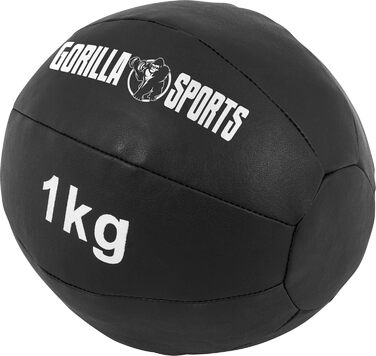 Медичний м'яч GORILLA SPORTS 1-10кг, шкіряний, чорний