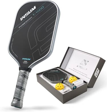 Ракетка для піклболу INSUM T1000 Poseidon Pickleball - подовжена ручка, 16 мм CFS