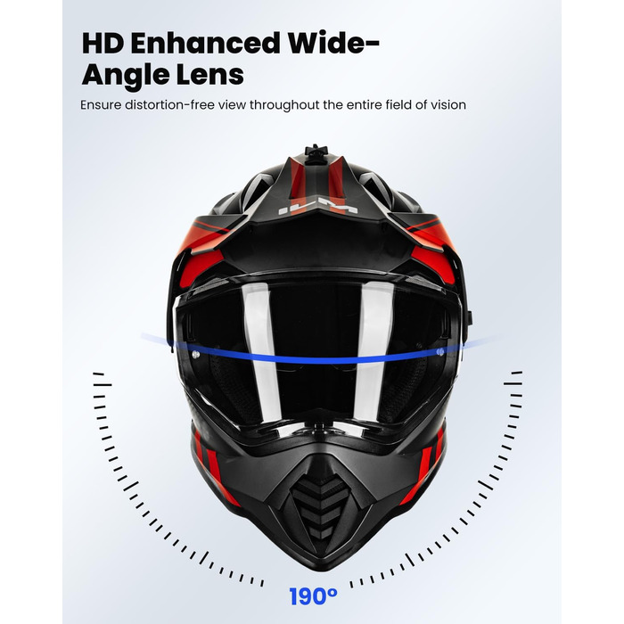 Мотошолом IL Dual Sport Adventure WS902 з сонцезахисним візором, Pinlock, ECE, для кросу, ATV, червоно-чорний, розмір S