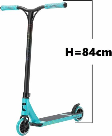 Самокат Blunt Colt S5 Park Stunt Scooter H84 Trick Pedal Scooter 110мм колеса 3,74кг наклейка Fantic26 (бірюза)