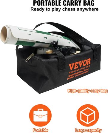 VEVOR 3-в-1 набір: шахи, шашки, нарди, 18 дюймів, преміум дерев'яний стіл, ігровий комплект, подарунок для сімейних ігор (20 дюймів, рулонний, зелений)