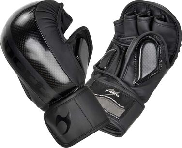 Рукавички для ММА Ju-Sports Assassin чорні, карбон, PU – захист для спарингів, з посиленим захистом великого пальця та кисті, універсальні для тренувань