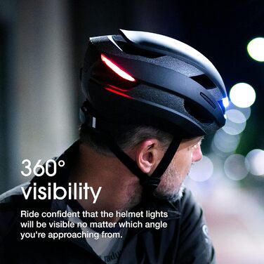 Розумний велосипедний шолом Lumos Ultra Smart-Helm Plus з LED-підсвіткою, поворотниками, стоп-сигналами, Bluetooth, для чоловіків і жінок, колір чорний, розмір M-L