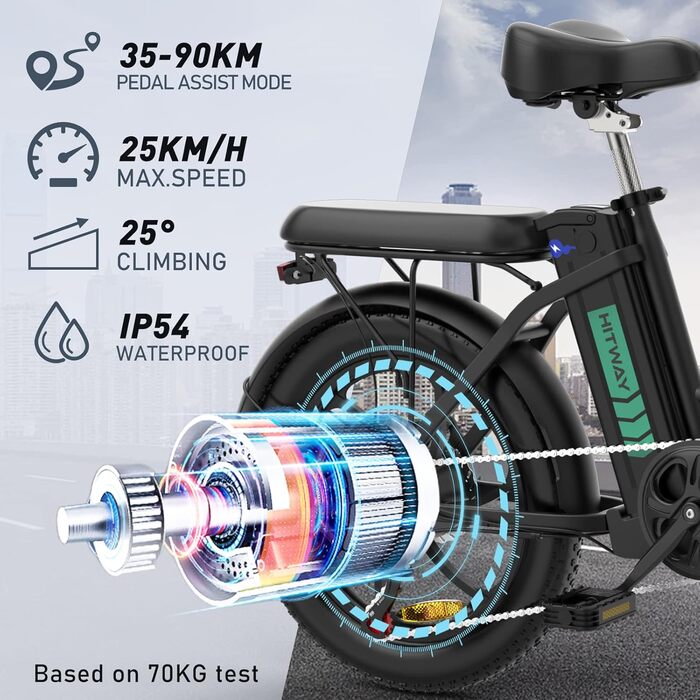 Електровелосипед HITWAY E-Bike20, акум. 12 Ач, запас ходу 35-90 км, 7 передач