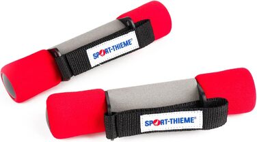 Набір гантелей Sport-Thieme Softgrip Аеробіка, ходьба, гімнастика гантелі 5 вагових категорій 0,5 кг - 3 кг Ремені для рук і ніг, гума з м'яким зчепленням, металевий сердечник Фірмова якість (1,0 кг)