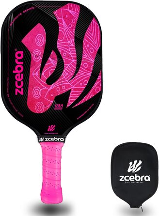 Ракетка ZCEBRA Pickleball Graphite - ракетка з вуглецевого волокна, поліпропіленова, неопренова сумка Pink Edition