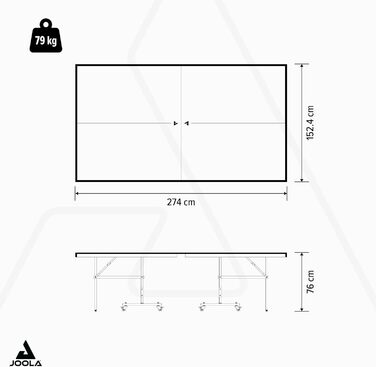 Стіл для тенісу JOOLA - алюмінієвий композит 6 мм, погодостійкий, складаний