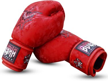 Боксерські рукавички BUDDHA FIGHT WEAR 10oz для Муай Тай та кікбоксингу, штучна шкіра, антимікробна підкладка, посилені шви, дизайн 'Червона армія', Таїланд