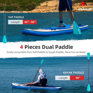 Весло Abahub Carbon SUP 2в1, регульоване, легке, синє, 4 шт.