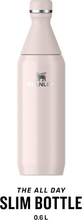 Термос-пляшка Stanley All Day Slim 0.6 л з нержавіючої сталі, рожевий кварц, збереження холоду до 11 годин, BPA Free, не протікає, для води, для спорту, можна мити в посудомийній машині
