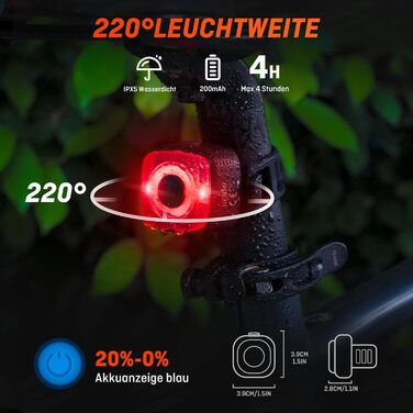 LED набір велосипедних фар HENMI, USB-зарядка, переднє та заднє світло, водонепроникний IPX5, StVZO, для велосипеда