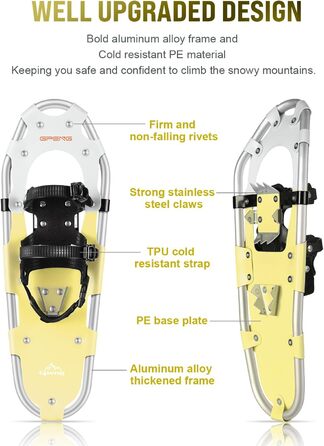 Снігоступи Gpeng алюміній, палиці, сумка, брудно-білі, 25'