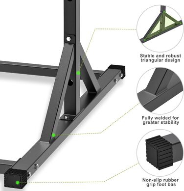 Підтягувач SELEWARE Окремо стояча силова вежа - з Dip Station Power Rack Регульована силова вежа для отворів 2 x 2 x 2 дюйми та 1 дюйм Домашній тренажерний зал Місткість 226,8 кг Чорний без з Dip Station