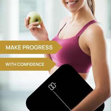 Цифрова вага INEVIFIT для людей, точна, чорна, велика платформа 28x28 см, багатокористувацька