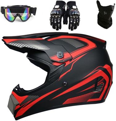 Мотокросовий шолом MTB DOT для дітей, підлітків і дорослих з окулярами, рукавичками та захистом обличчя, інтегральний, XL (58-59 см)