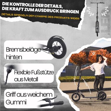 Самокат GHBXJX BigWheel 290 мм для дітей і дорослих, міський, 4 рівня висоти, ручне гальмо, великі колеса XXL, для дівчат та хлопців