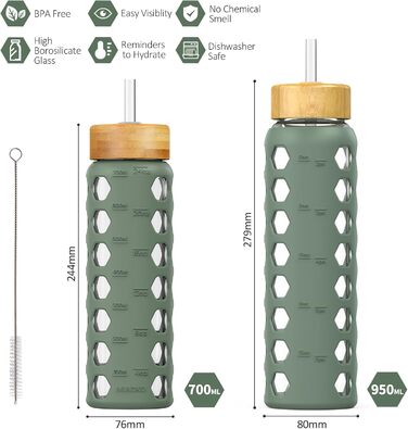 Пляшка HYDRAGLAZIC 700 мл Flip Bamboo, нагадування, без бісфенолу А