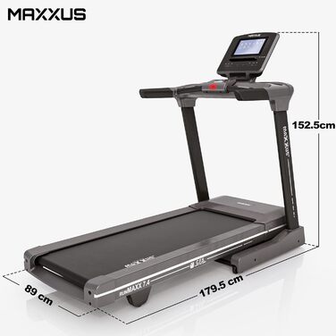 Бігова доріжка MAXXUS RunMaxx 7.4 - 20 км/год, 3 к.с., велика поверхня, сенсор, APP