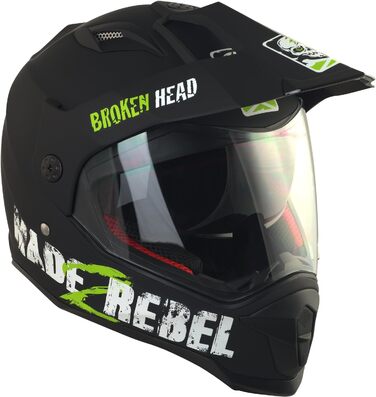 Мотошолом Broken Head made2rebel із сонцезахисним козирком, зелений, ендуро/крос/квадро, розмір L (59-60 см)