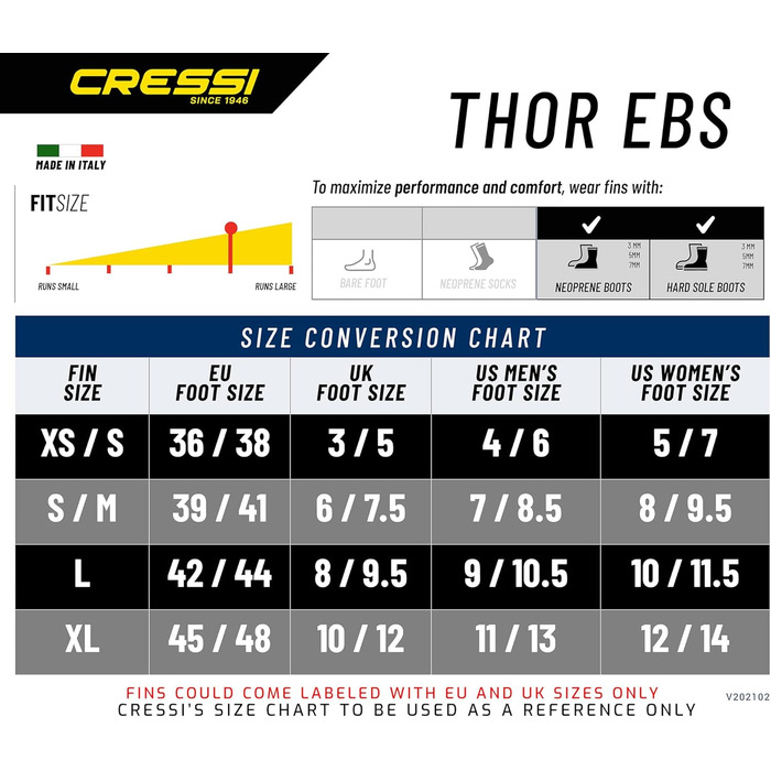 Ласти CRESSI Thor EBS чорні/жовті розмір S-M