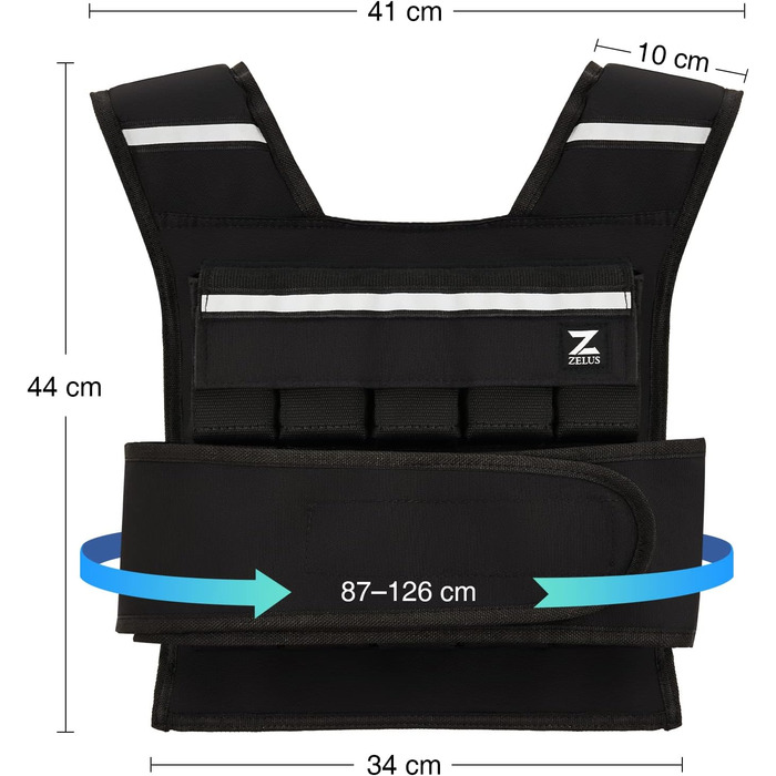 Жилет для бігу ZELUS регульований 0,5-10,5 кг/0,5-20,5 кг Тренувальний жилет з 20 регульованими вагами Біговий жилет для жінок і чоловіків Жилет для фітнесу Спортивний жилет Куртка для силових тренувань Ваговий жилет